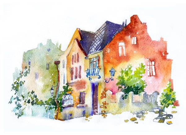 Домик акварель