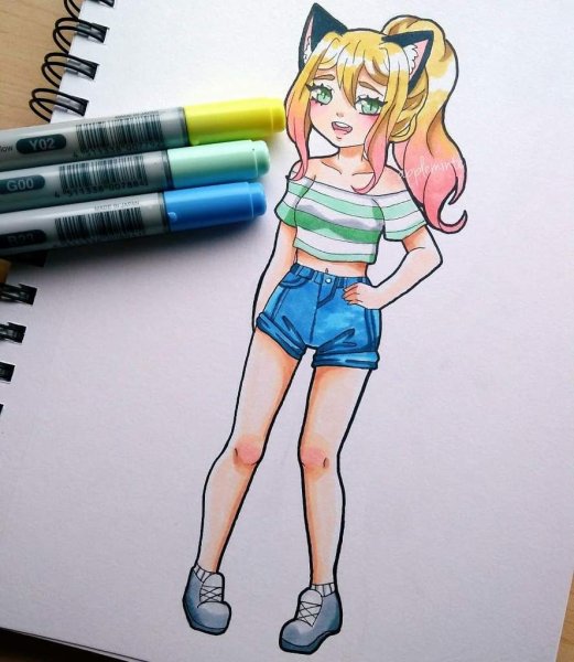 Аниме легкое для рисования маркерами