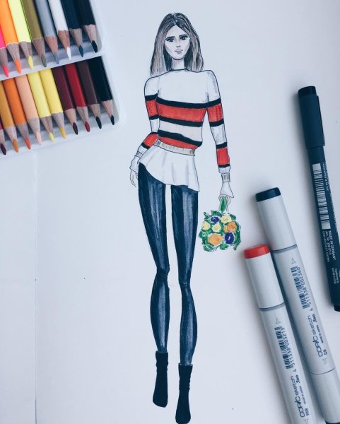 Одежда скетч маркерами