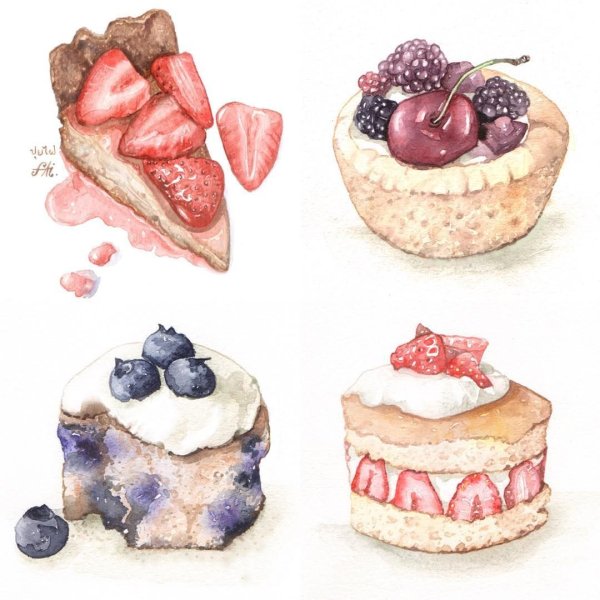 Миниатюры акварелью еда