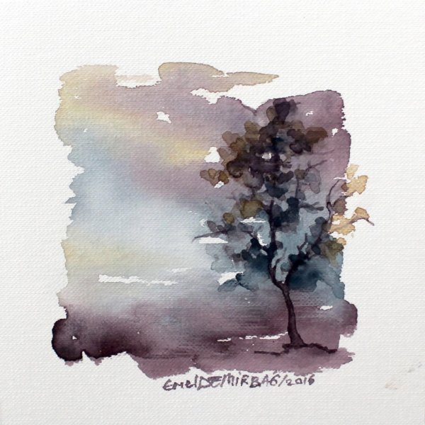 Акварель пейзаж Минимализм