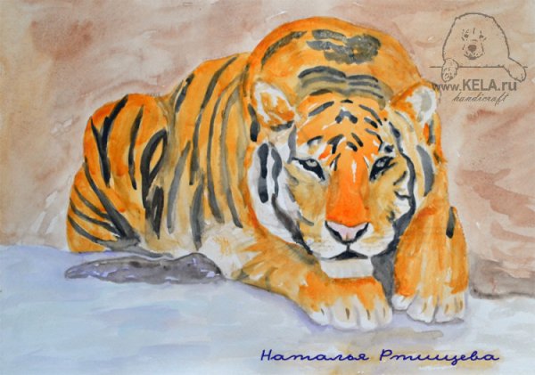 Тигренок гуашью