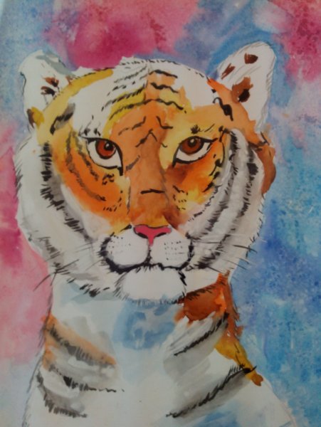 Тигр гуашью