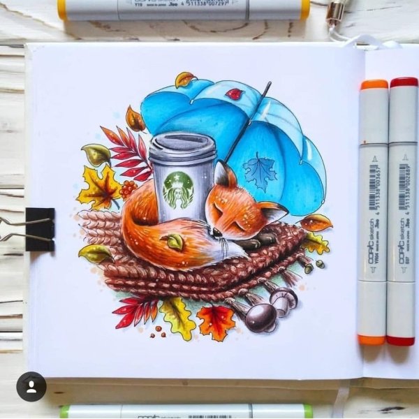 Скетчи маркерами лёгкие