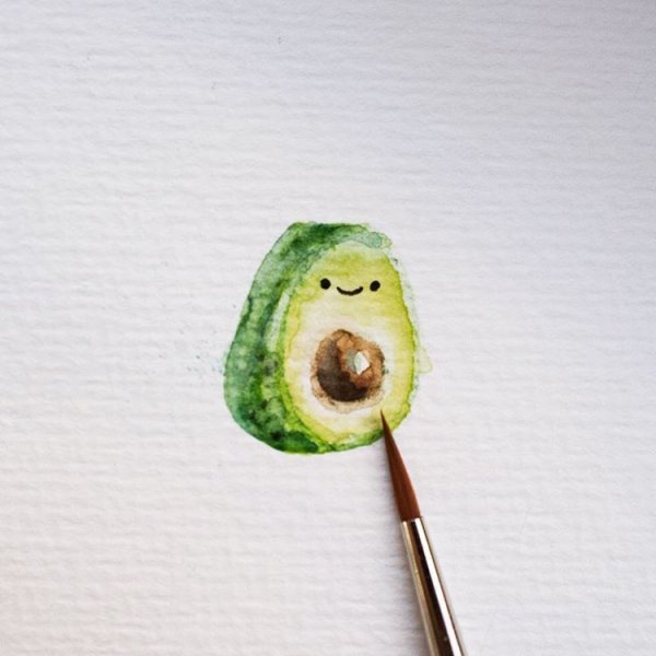 Милые авокадо акварелью