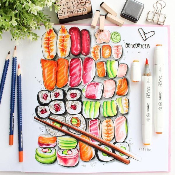 Рисунки для скетчбука еда