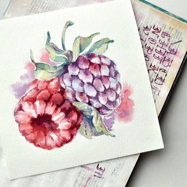 Скетчи акварелью фрукты