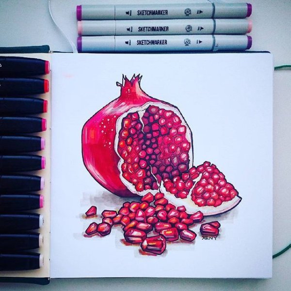 Рисунки красным маркером