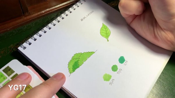 Рисунки в зеленых тонах фломастерами