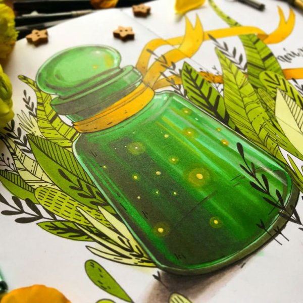 Зеленый скейч макреками