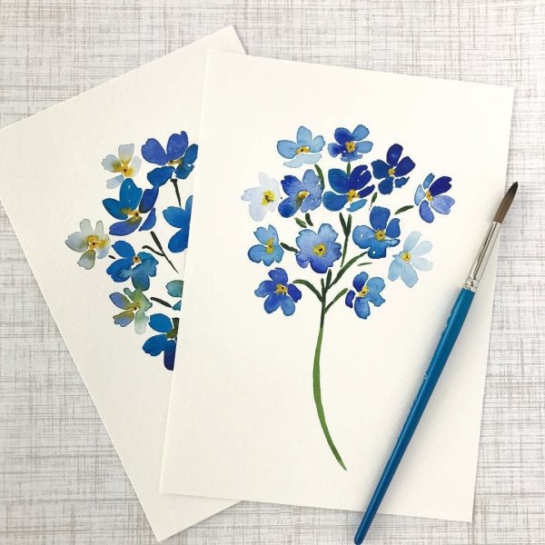 Открытки акварелью