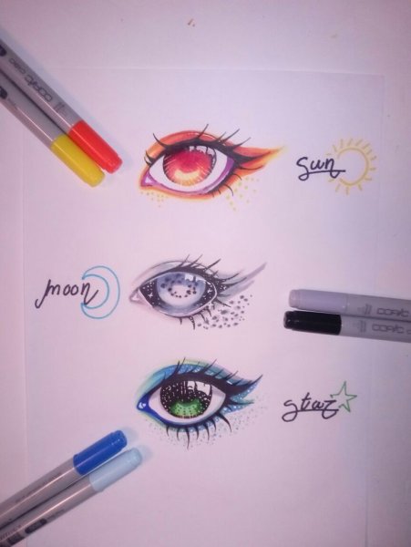 Рисунки маркерами глаза