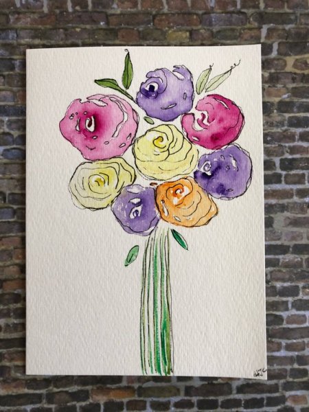 Открытка маме акварель