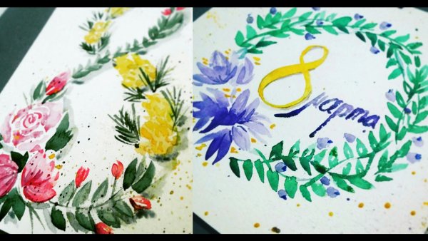 Рисунок на 8 марта красками