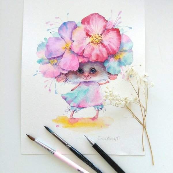 Рисунки акварелью для срисовки