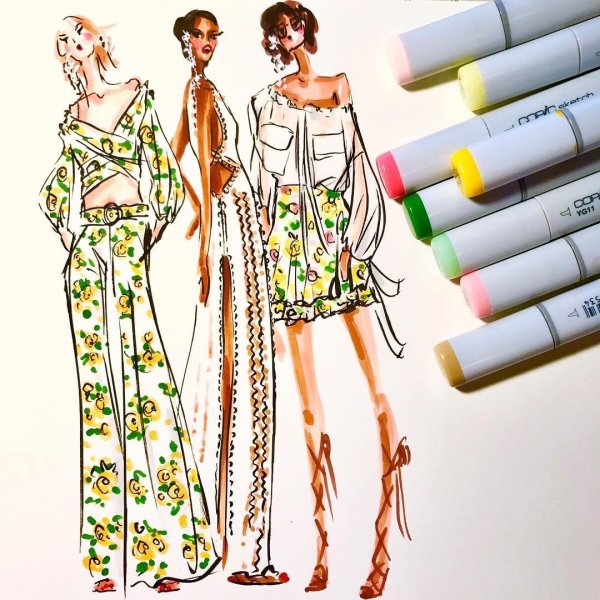 Рисунки девушек маркерами