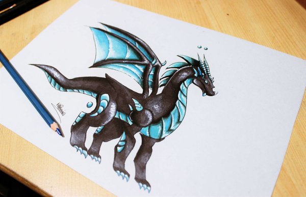 Дракон фломастером