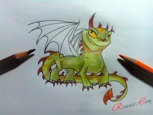 Мультяшный дракон рисунок карандашом