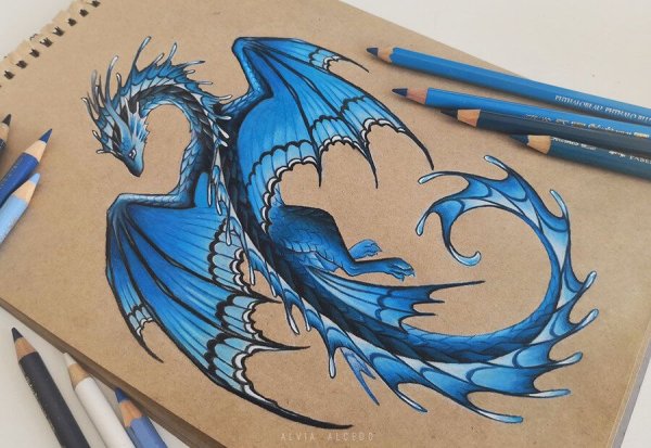 Дракон фломастером