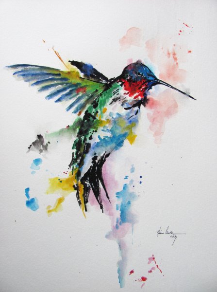 Птица в стиле акварель