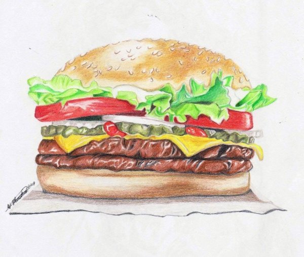 Картина бургер карандашом