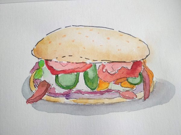 Гамбургер акварелью