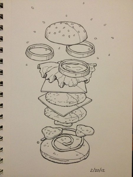 Зарисовки еды для скетчбука