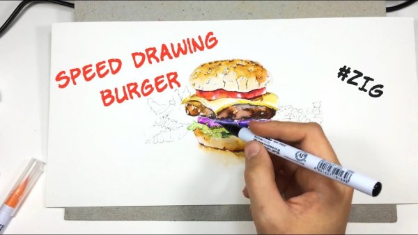 Бургер маркерами для скетчинга