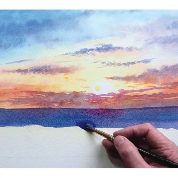 Картина акварелью для начинающих закат