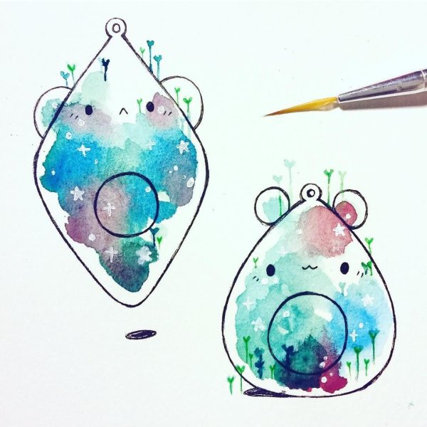 Лёгкие рисунки акварелью для срисовки