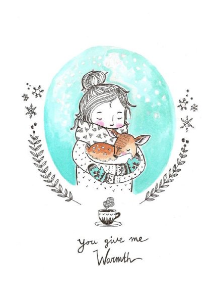 Милые открытки на новый год акварелью