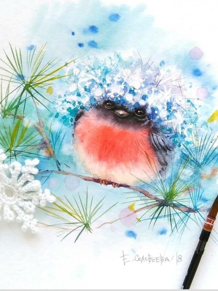 Медвежонок акварель