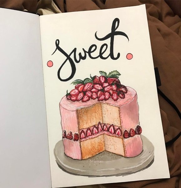 Торт нарисовать маркерами