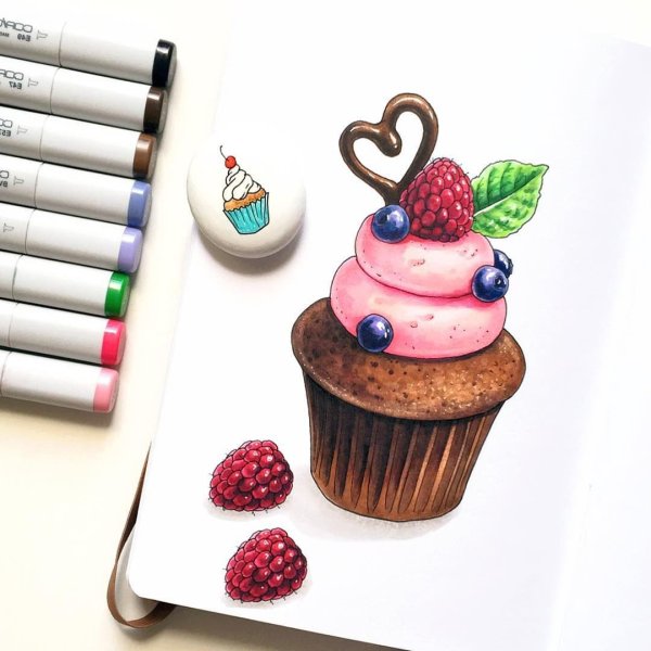 Капкейк маркерами