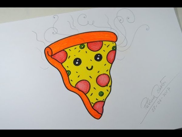 Пицца рисунок для срисовки легкие