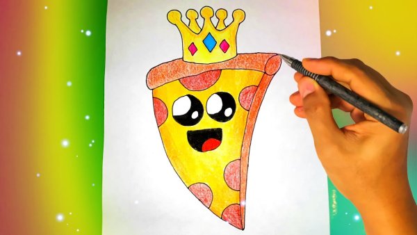 Лёгкий рисунок пиццы фломастерами