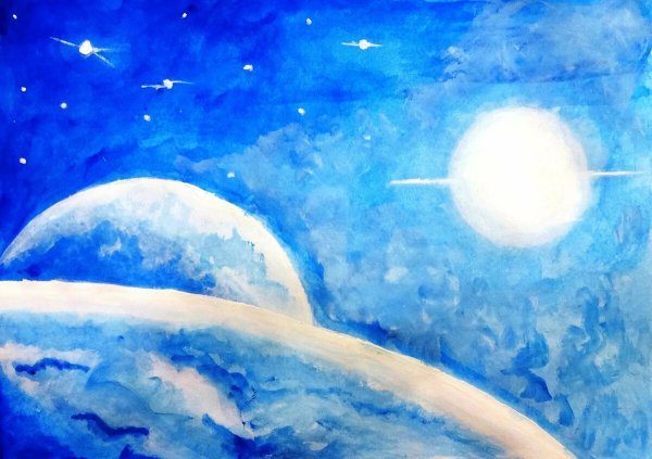Космический пейзаж рисунок