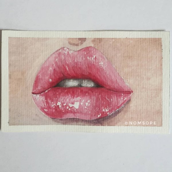 Губы гуашью