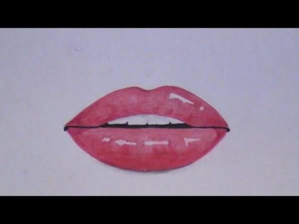 Губы рисунок фломастерами