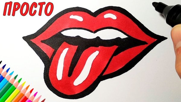 Губы с языком для срисовки