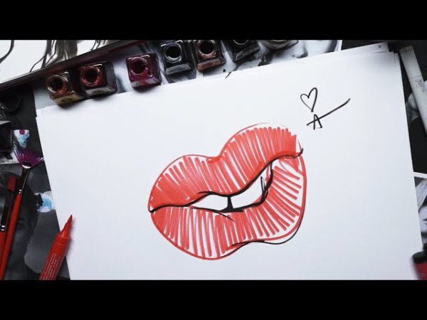 Губы рисунок маркерами
