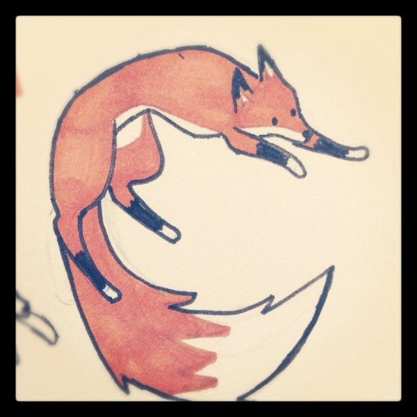 Лиса рисунок фломастером