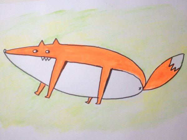 Рисунок лисы фломастерами