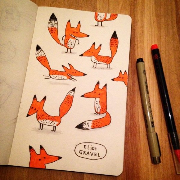 Лисы в скетчбук