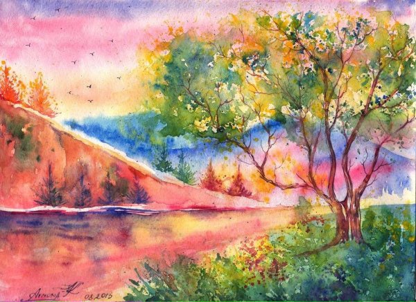 Несложные рисунки акварелью для начинающих