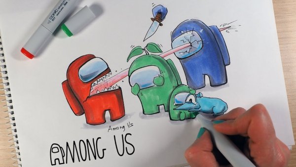 Among us рисунок маркерами