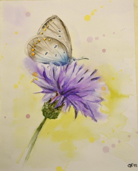 Цветок акварелью легкий