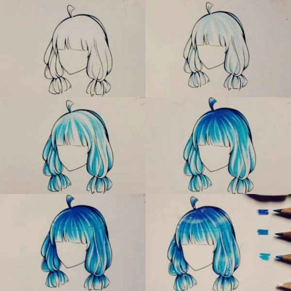 Урок рисования волос аниме