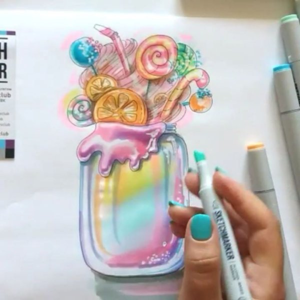 Коктейль маркерами для скетчинга