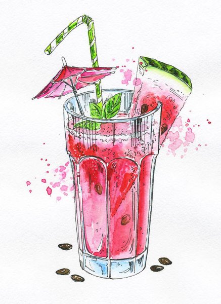 Рисунки для срисовки коктейль